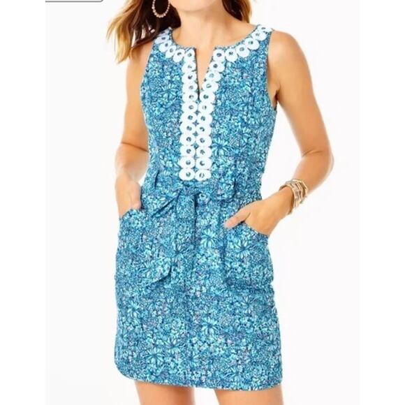 Lilly Pulitzer Dresses & Skirts - Lilly Pulitzer Gulianna Stretch Cotton Shift Dress size 14 Pockets EUC